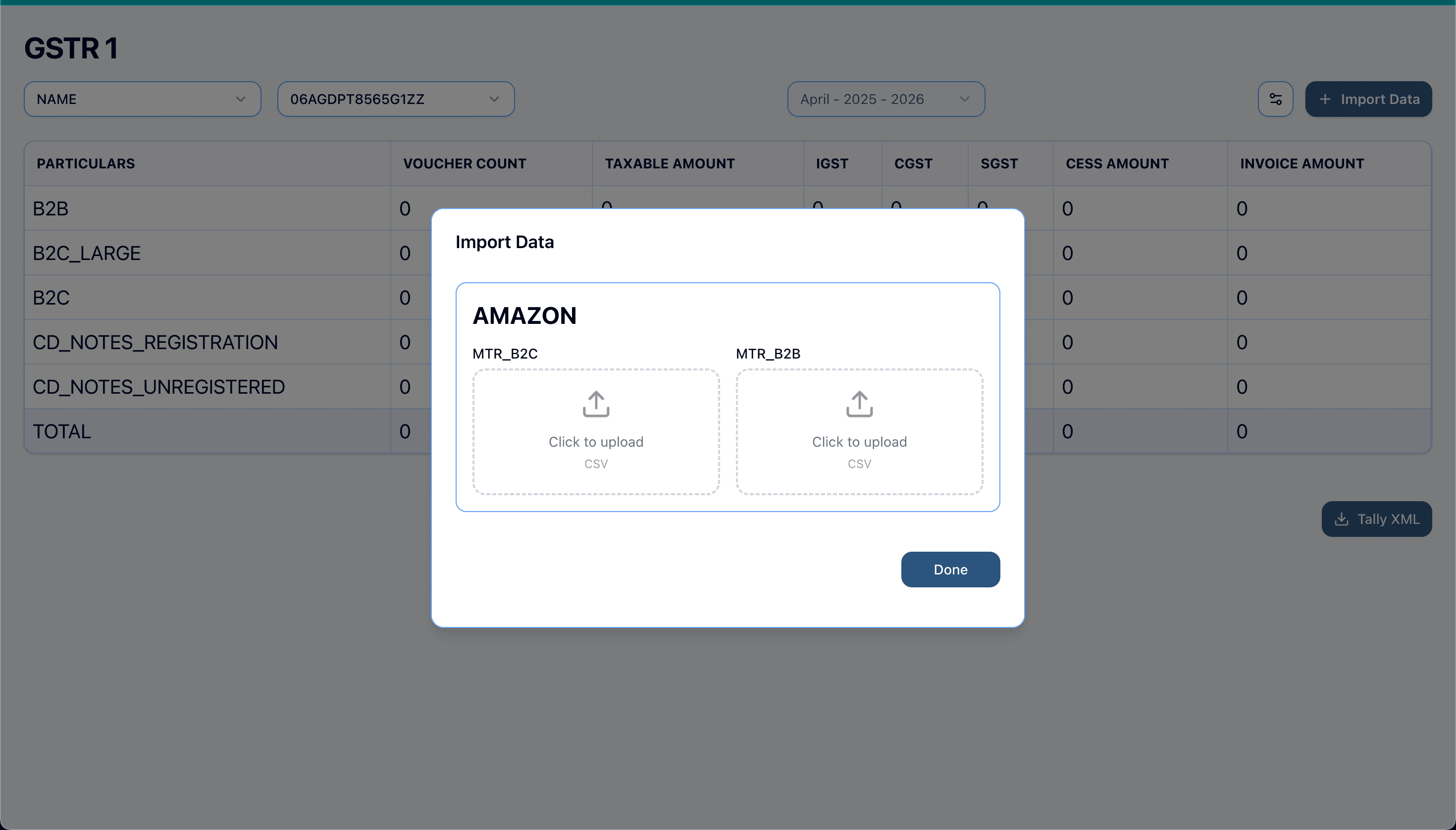 Upload Data Interface